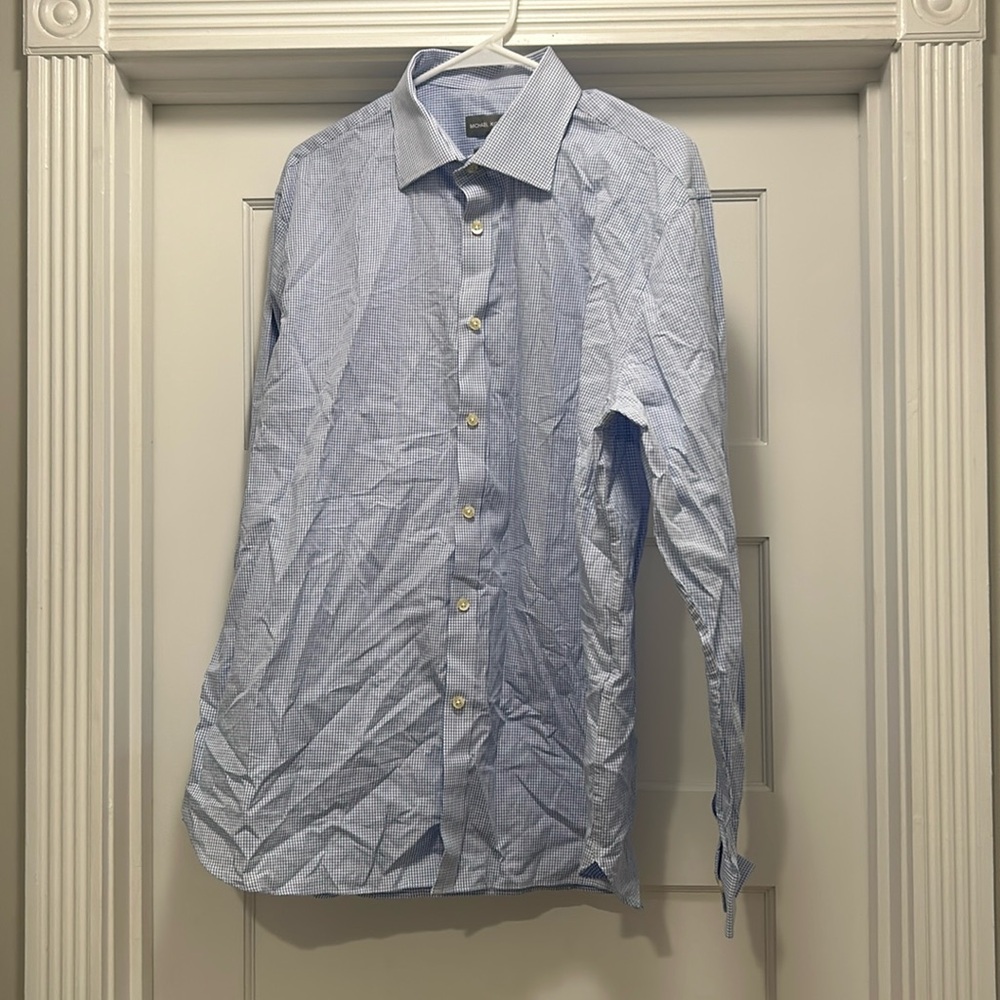 Michael Kors - Blue/White Pattern Dress Shirt - XL/17”/34-35 Slim Fit - EUC